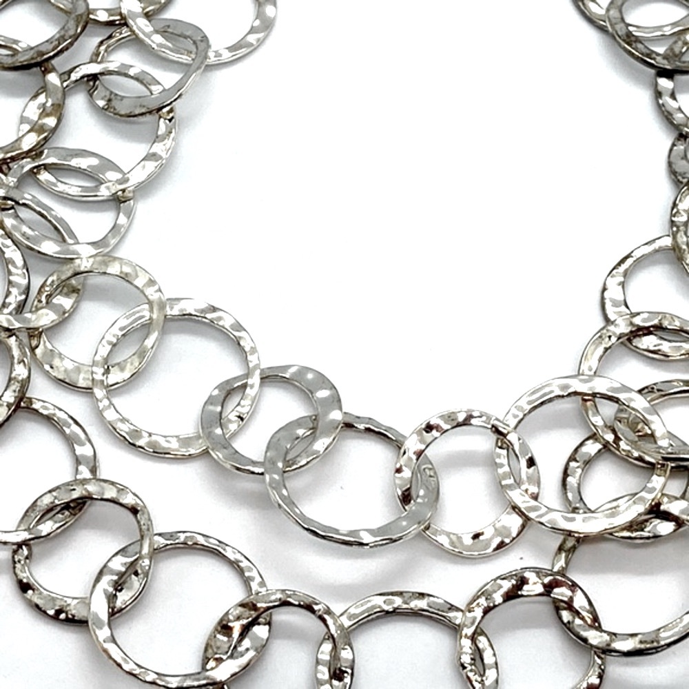 NWOT Double Strand Silver Hoop Fashion Necklace.